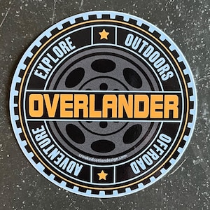 STICKER Overlander Rugged Tire Circle | Outdoor Rugged Vehicles | Waterproof | 4" Round  | FREE Shipping