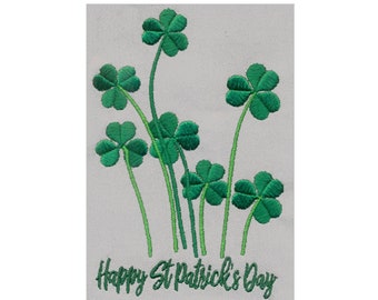 EMBROIDERY Happy St. Patrick's Day | Shamrocks clover | Instant Digital Download