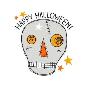 SVG Happy Halloween Skeleton Skull | Halloween | Cutting Machine Art | Instant Download