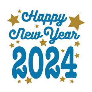 CLIPART SVG Bonne année 2024 | signe de la Saint-Sylvestre | Art de la machine de découpe | Téléchargement instantané