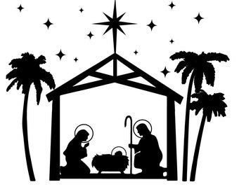 SVG CLIPART Christmas Nativity Silhouette | Oh Holy Night  | Cutting Machine Art | Instant Download