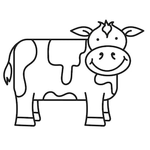 SVG CLIPART Cute Simple Cow Outline | Cute Kids Clipart | Farm Animals | Cutting Machine Art | Instant Download