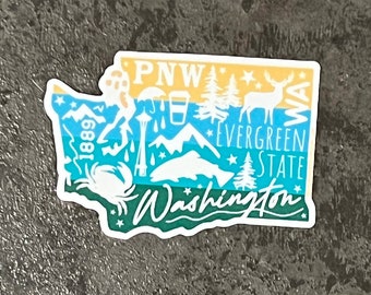 STICKER Washington State Ombre | Evergreen State | PNW | Waterproof Sticker | FREE Shipping
