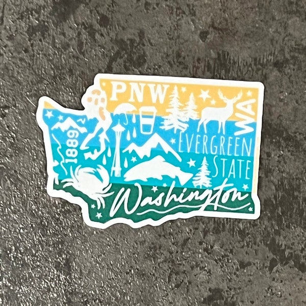 STICKER Washington State Ombre | Evergreen State | PNW | Waterproof Sticker | FREE Shipping