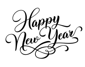 SVG CLIPART Happy New Year Script | Cutting Machine Art | Instant Download