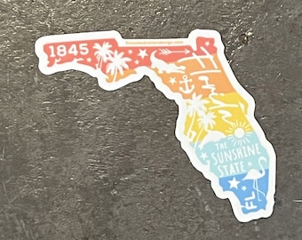 STICKER Florida State Ombre | Sunshine State | Florida | Waterproof Sticker | FREE Shipping