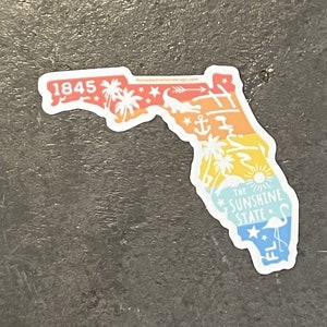 AUTOCOLLANT Florida State Ombre | État ensoleillé | Floride | Sticker imperméable | Livraison GRATUITE