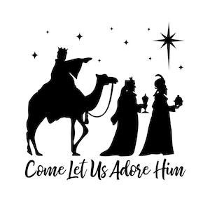 SVG CLIPART Kerstmis kerststal silhouet | Oh heilige nacht | Snijmachinekunst | Direct downloaden