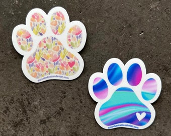 STICKER 1 Ombre Tie-Dye Paw Print | Pet Lover | Waterproof | 2"w x 2"T | FREE Shipping