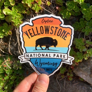 STICKER 1 Yellowstone National Park Wyoming Bison Waterproof 2 sizes FREE Shipping 4.5 Inches