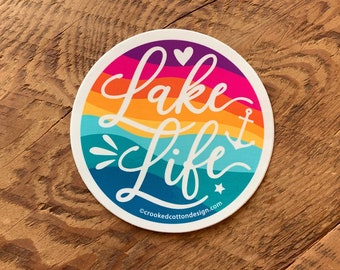 STICKER Lake Life Colorful Round | Waterproof | 3" Round  | FREE Shipping