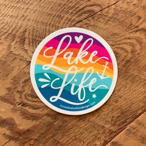 STICKER Lake Life Colorful Round | Waterproof | 3&quot; Round  | FREE Shipping