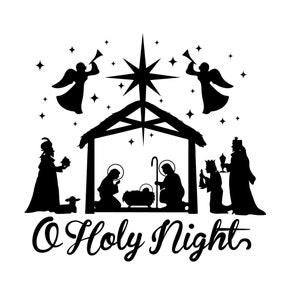 SVG CLIPART Sylwetka Bożego Narodzenia | Oh Holy Night | Maszyna do cięcia sztuki | Natychmiastowe pobieranie