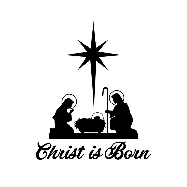 SVG CLIPART Christmas Nativity Silhouette | Christ is Born | Merry Christmas | Cutting Machine Art | Instant Download