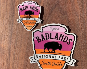 STICKER 1 Badlands National Park | South Dakota | Bison Buffalo | Waterproof | Two Sizes | FREE Shipping