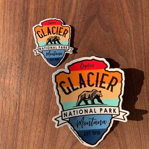 STICKER 1 Glacier National Park | Montana | Grizzly Bear | Waterproof | Two Sizes | FREE Shipping