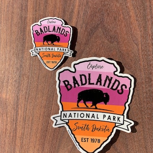 STICKER 1 Badlands National Park | South Dakota | Bison Buffalo | Waterproof | Two Sizes | FREE Shipping