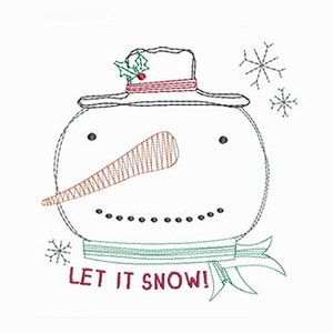 BORDADO Punto navideño campestre primitivo ¡Que nieve! Muñeco de nieve / Descarga digital instantánea