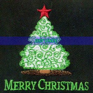 EMBROIDERY Christmas Swirl Tree with Merry Christmas Embroidery Design - Christmas - Instant Digital Download DST ONLY