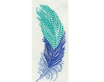BORDADO 2.7" T Pluma pequeña estilo boceto azul / Descarga digital instantánea