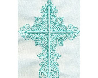 EMBROIDERY 5"T Beautiful Delicate Filigree Open Stitch Ornate Cross | Instant Digital Download