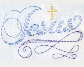 EMBROIDERY Jesus Script with Cross | Instant Digital Download