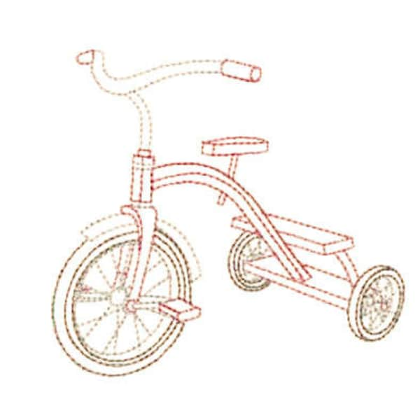 EMBROIDERY Open Outline Stitch Tricycle | Instant Digital Download