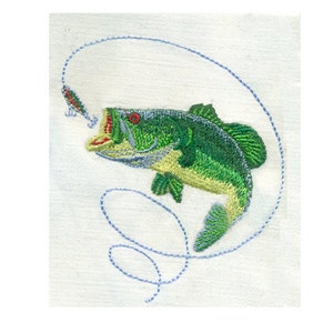EMBROIDERY 3.5&quot;T BASS Fish and Lure - Fishing Outdoor Sports | Instant Digital Download