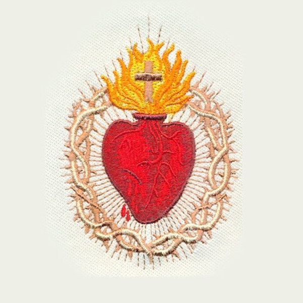 EMBROIDERY 3.85"T Sacred Heart Of Jesus | Catholic Religious Symbol | Instant Digital Download