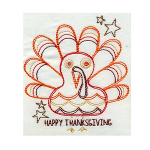 EMBROIDERY Primitive Turkey Happy Thanksgiving Fall | Instant Digital Download