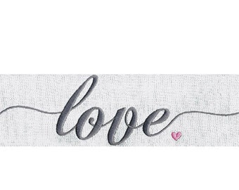 EMBROIDERY 9" W Script Love and Tiny Heart | Instant Digital Download