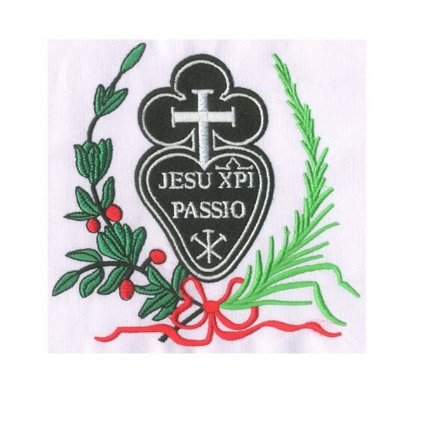 EMBROIDERY 5"T Jesus XPI Passio | Heart Of Jesus | Laurel | Catholic Religious Symbol | Instant Digital Download