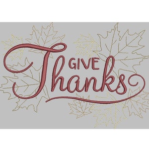 EMBROIDERY 8&quot;W Give Thanks | Thanksgiving Fall | Instant Digital Download