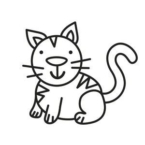SVG CLIPART Cute Simple Cat Outline | Cute Kids Clipart | Cutting Machine Art | Instant Download