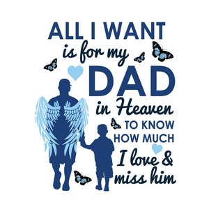 CLIPART SVG Tutto ciò che voglio è che il mio PAPÀ in Paradiso sappia quanto lo amo e quanto mi manca / Sympathy Boy / Cutting Machine Art / Download immediato