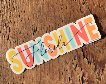 STICKER Colorful Florida Sunshine State | Waterproof | 1.25"T x 5"W  | FREE Shipping