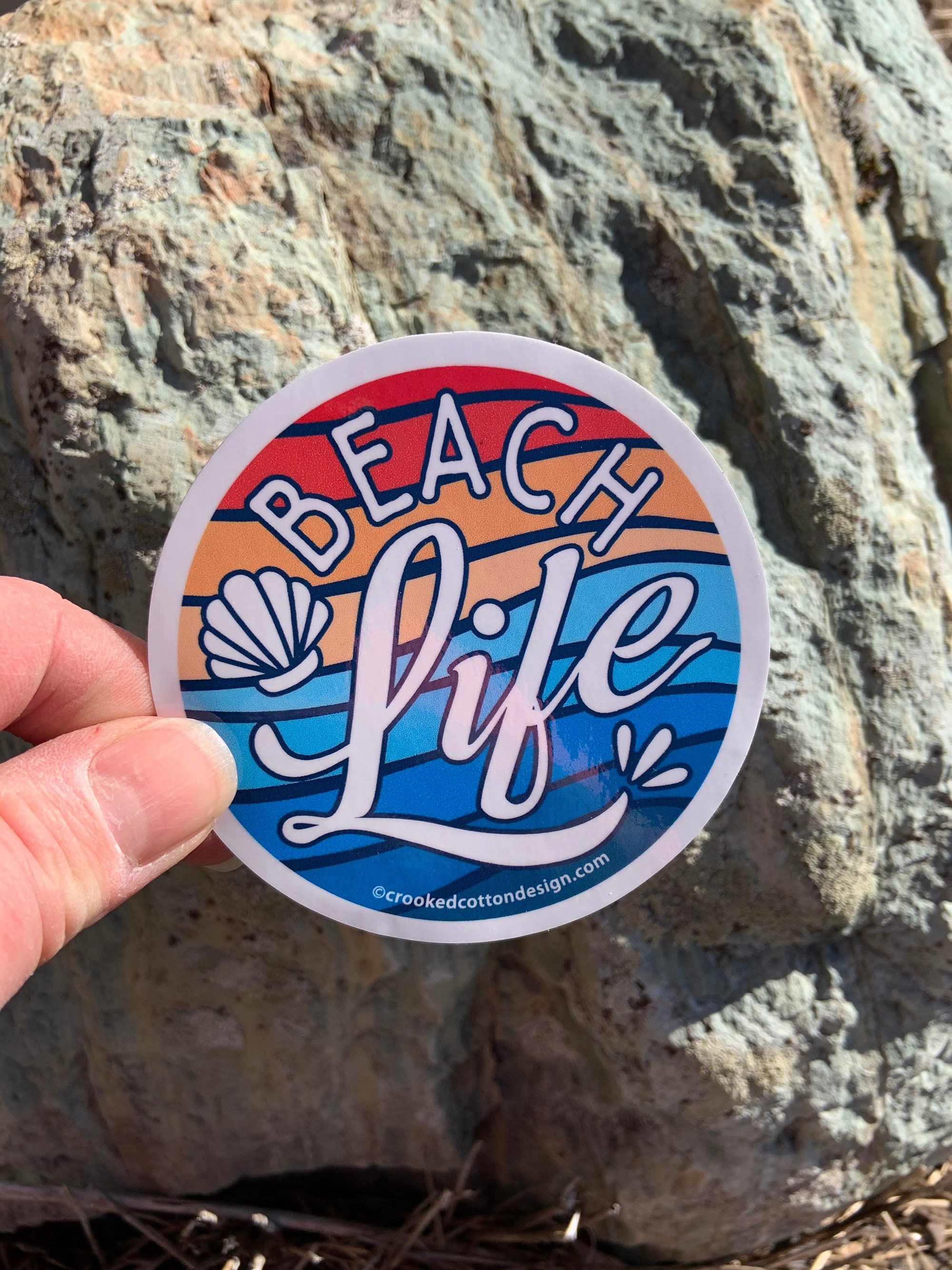STICKER 1 Beach Life Colorful Round |waterproof | 3.5