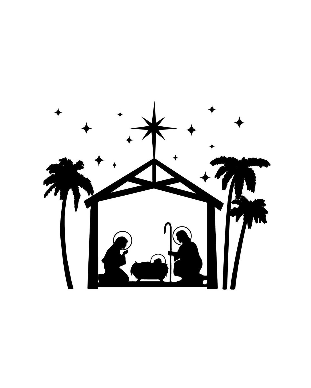 SVG CLIPART Weihnachtskrippe Silhouette Oh heilige Nacht - Etsy.de
