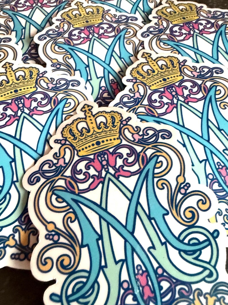 STICKER Marian Monogram Ornate Crest | Virgin Mary Catholic Sticker | 2 ...