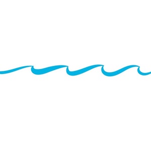May include: A blue wave design, a simple graphic of a wavy line.