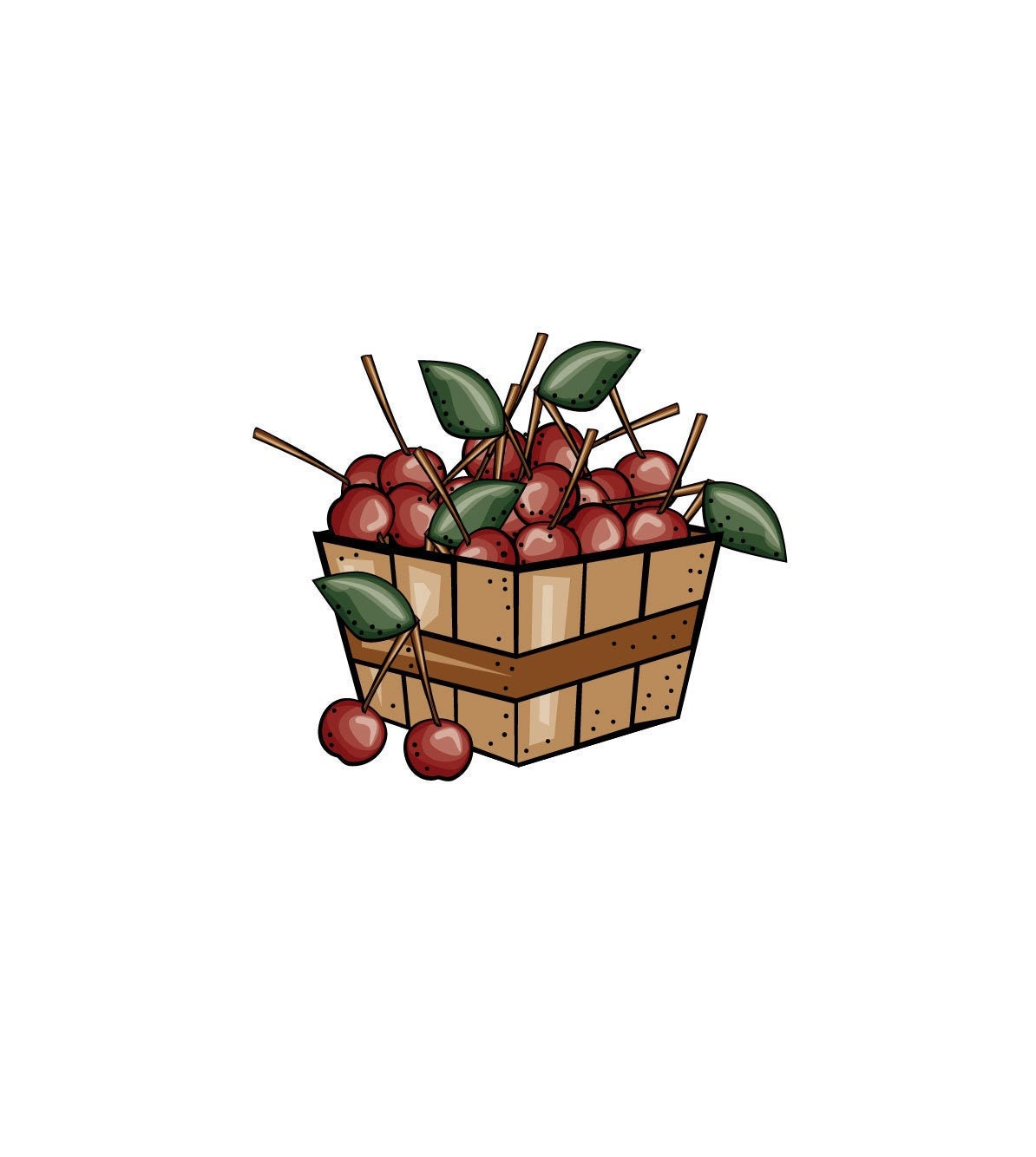 SVG Clipart Basket of Red Cherries | Cutting Machine Art | Instant