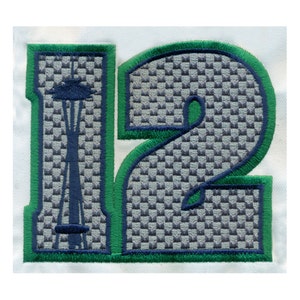 EMBROIDERY 3.5&quot;T Small  12th Fan #12 with Space Needle | Instant Digital Download