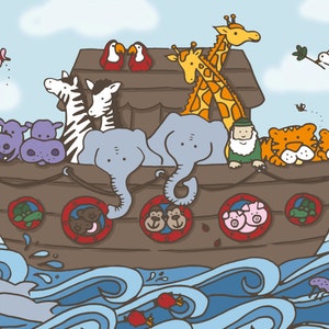 ART Noah&#39;s Ark | 8x10, 5x7 & 4x6 | Printable Digital Art Design | Instant Download Wall Art