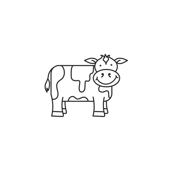 SVG CLIPART Cute Simple Cow Outline Cute Kids Clipart Farm - Etsy UK