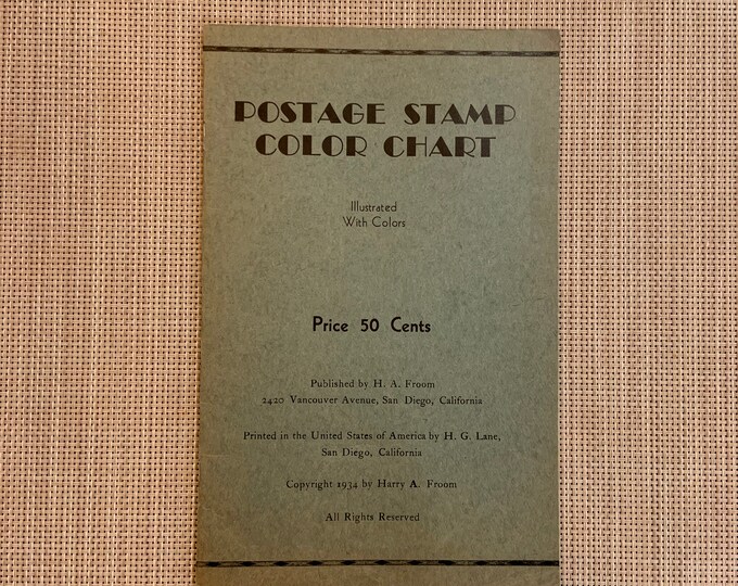 VINTAGE 1934 Rare Postage Stamp Color Chart Philatelic Book Harry A