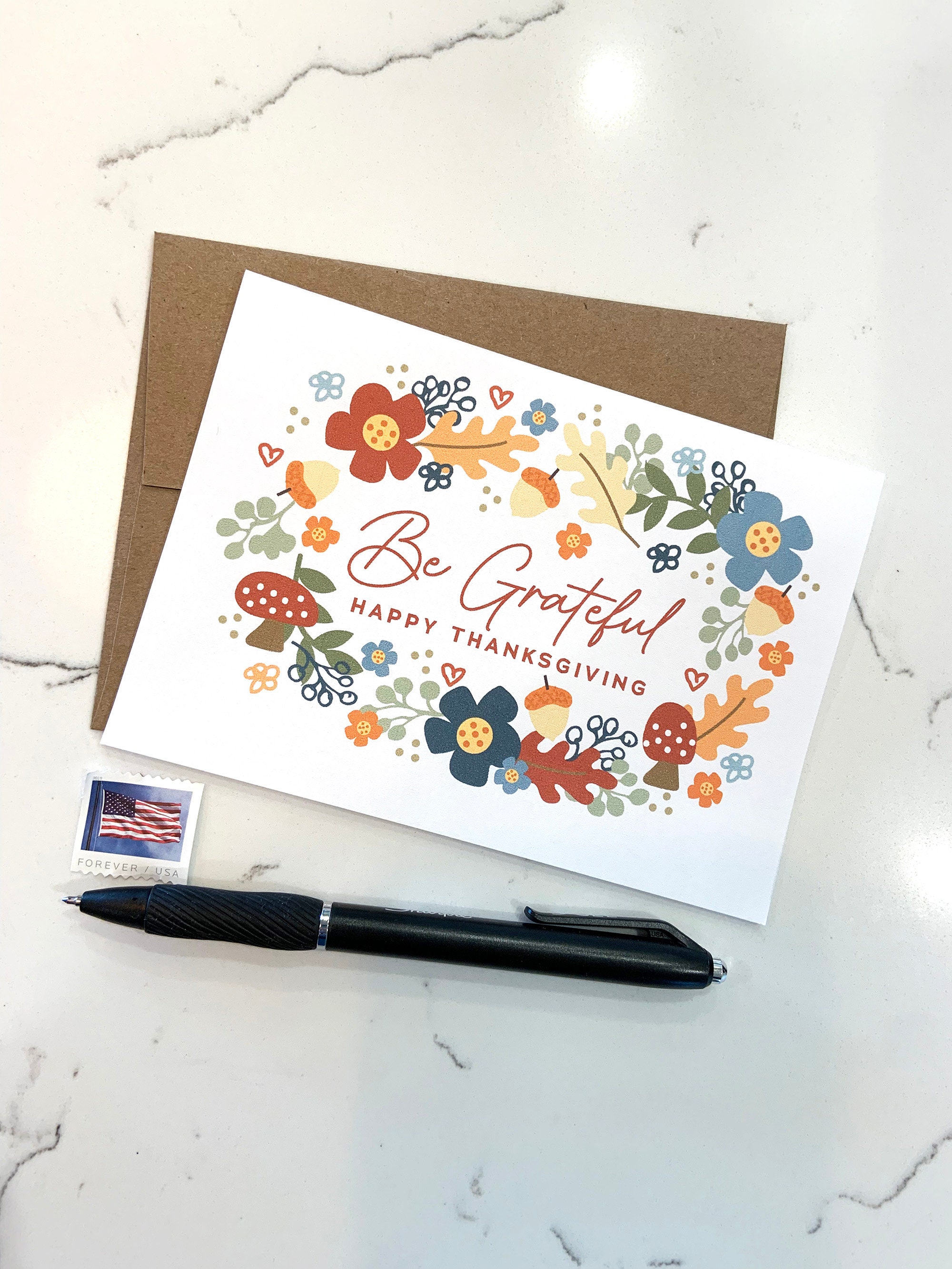 BLANK GREETING CARD Printable Thanksgiving Card | Happy Thanksgiving | 4x6 Printable Notecard | Instant Digital Download
