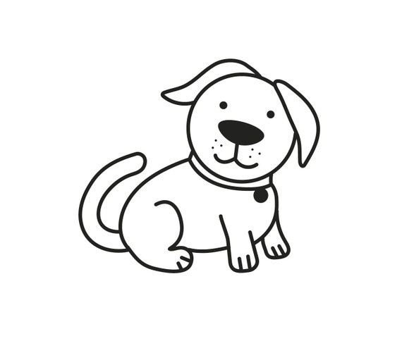 SVG CLIPART Cute Simple Dog Outline Cute Kids Clipart