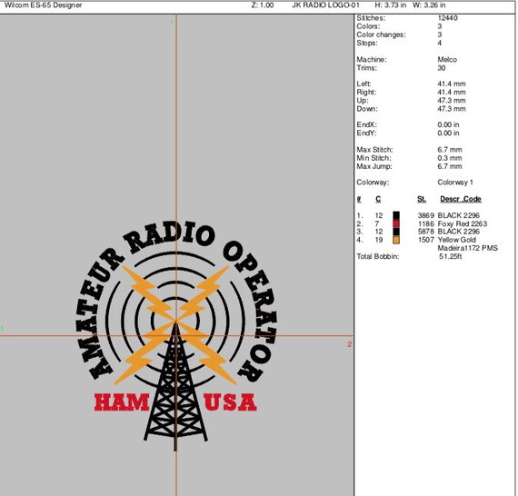 EMBROIDERY 3.73T HAM Amateur Radio Operator | Instant Digital