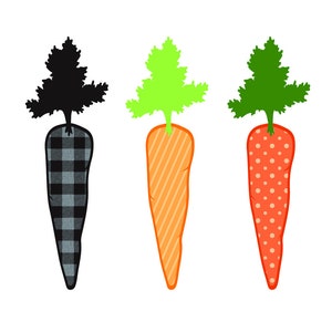 SVG CLIPART Joyeuses Pâques Carottes| Buffalo check, rayures, pois | Art de la machine de découpe | Téléchargement instantané