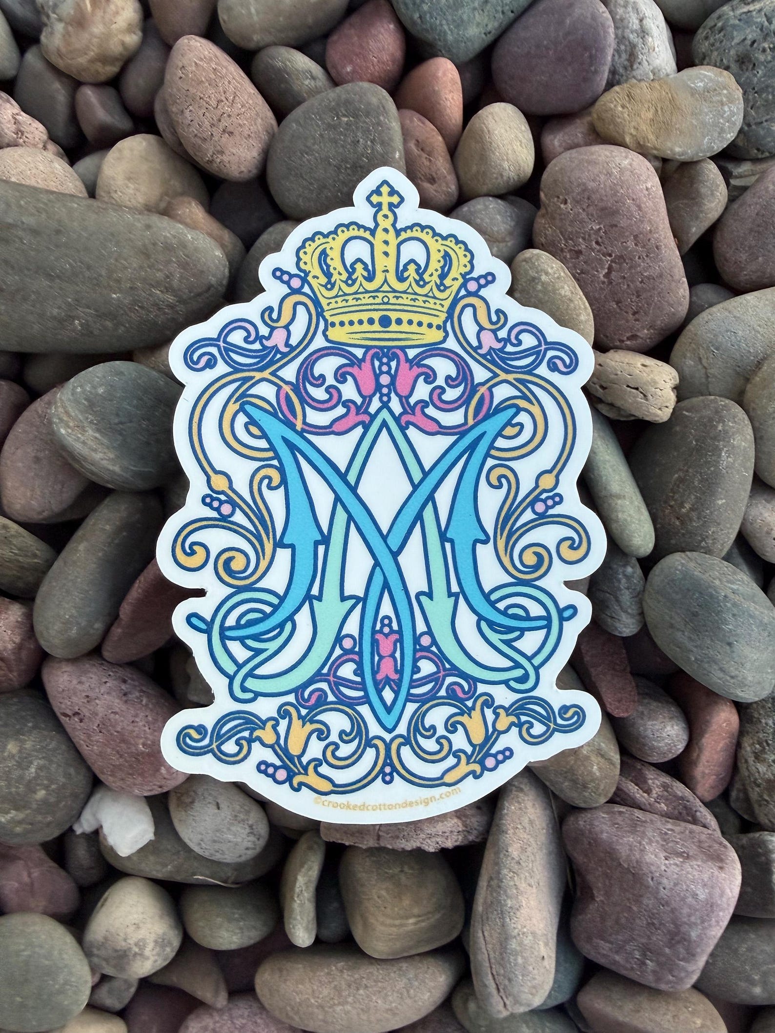 STICKER Marian Monogram Ornate Crest | Virgin Mary Catholic Sticker | 2 ...